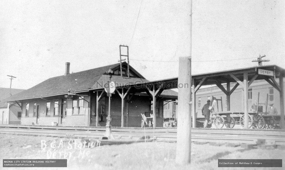 Postcard: Bangor & Aroostook Railroad Station, Derby, Maine